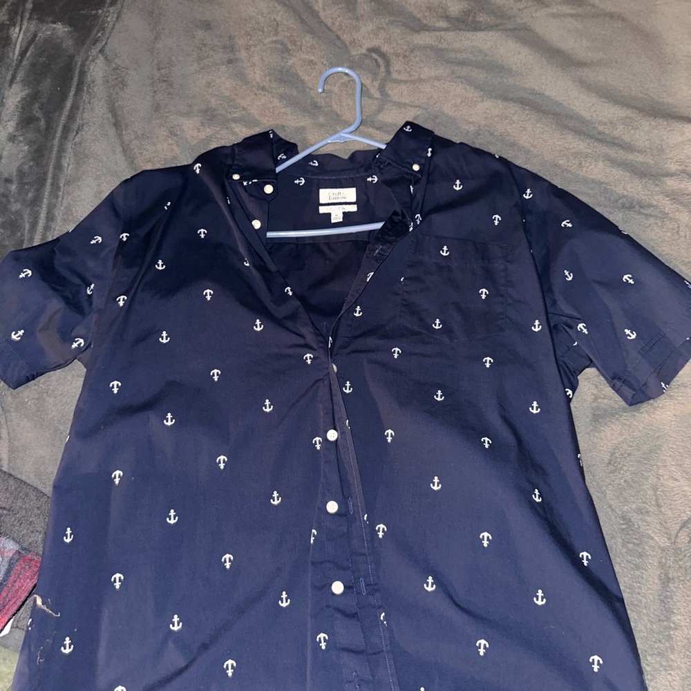 Croft & Barrow Dark Blue Anchor Pattern Men's Shirt size xl